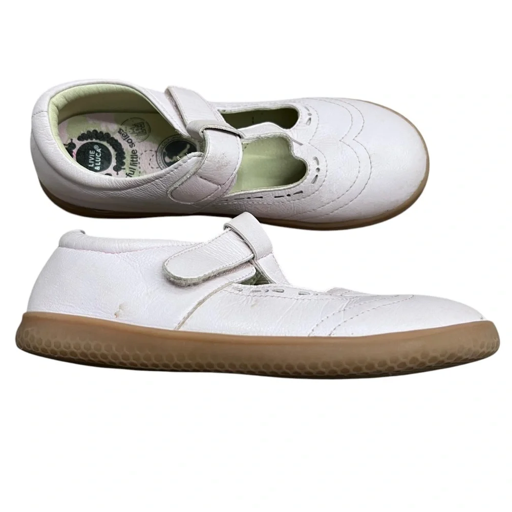Livie and Luca White Slip On Mary Jane Hook and Loop Shoes Size 1 Youth